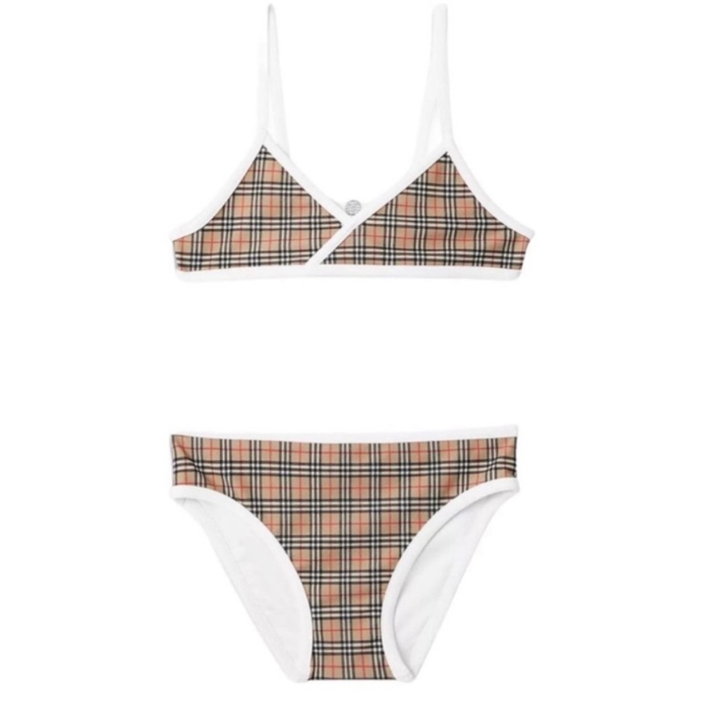 BURBERRY GIRLS MICRO CHECK TWO-PIECE SWIMSUIT